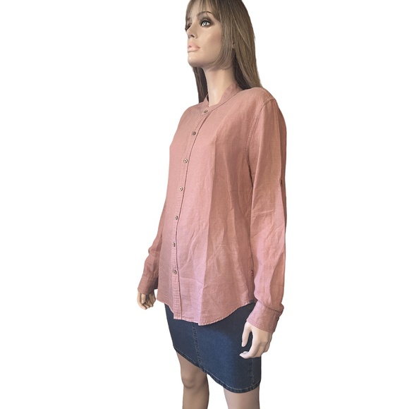Levi's Button Front Shirt Top Blouse Long Sleeve Linen Cotton Blend Rose Pink - Picture 10 of 15